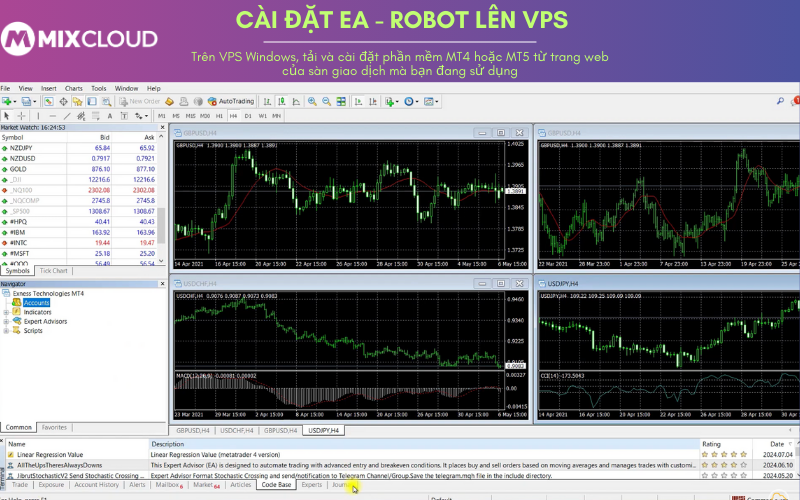 Cài EA lên VPS Robot Forex Mixcloud